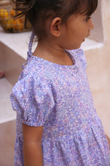 Girls puff sleeve floral dress in soft organic cotton